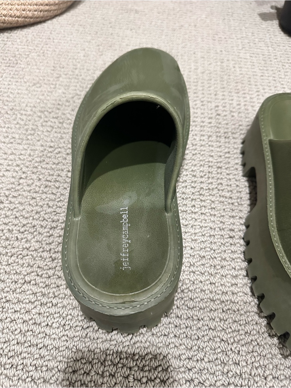 Sold by Anthropology Jeffery Campbell Platform Clog Mules in Olive Green - Picture 3 of 5